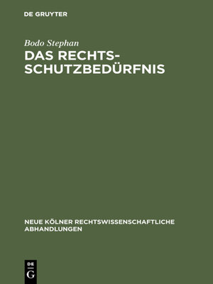 cover image of Das Rechtsschutzbedürfnis